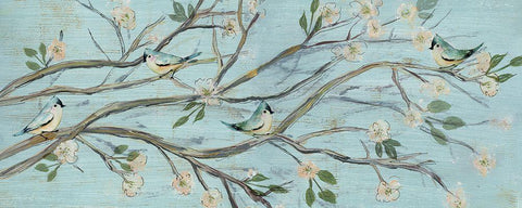 Blue Sky and Blossoms Black Ornate Wood Framed Art Print with Double Matting by Jill, Susan