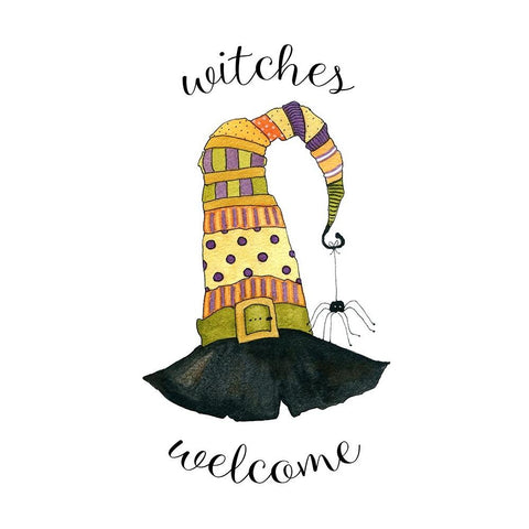 Witches Welcome Hat Black Modern Wood Framed Art Print by Finn, Livi