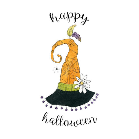Happy Halloween Hat Black Modern Wood Framed Art Print by Finn, Livi