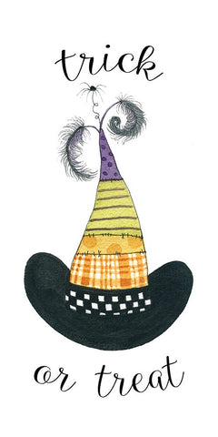 Trick or Treat Hat Black Ornate Wood Framed Art Print with Double Matting by Finn, Livi
