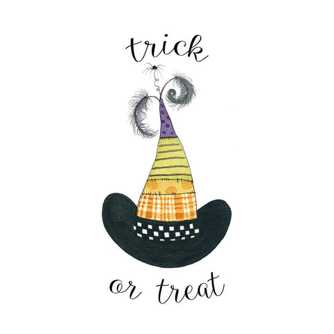 Trick or Treat Hat White Modern Wood Framed Art Print by Finn, Livi