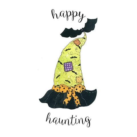 Happy Haunting Hat Black Modern Wood Framed Art Print with Double Matting by Finn, Livi