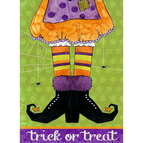Trick or Treat White Modern Wood Framed Art Print by Finn, Livi