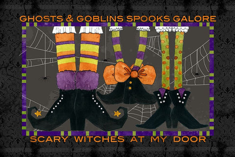 Ghosts And Goblins Mat Black Ornate Wood Framed Art Print with Double Matting by Finn, Livi