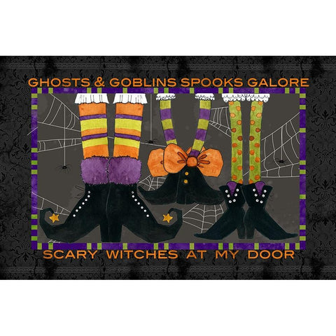 Ghosts And Goblins Mat White Modern Wood Framed Art Print by Finn, Livi