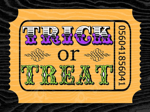 Trick or Treat Ticket Black Ornate Wood Framed Art Print with Double Matting by Finn, Livi