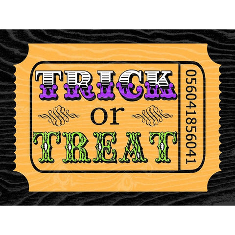 Trick or Treat Ticket Black Modern Wood Framed Art Print by Finn, Livi