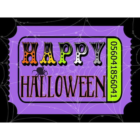 Happy Halloween Ticket Black Modern Wood Framed Art Print by Finn, Livi