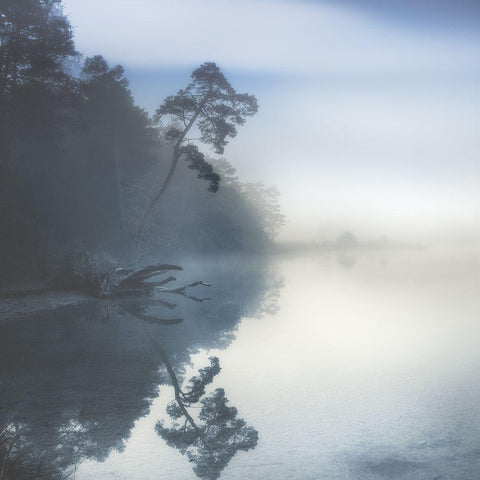 Indigo Moody Lake White Modern Wood Framed Art Print by Weisz, Irene