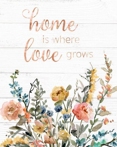 Home is Where Love Grows White Modern Wood Framed Art Print with Double Matting by Robinson, Carol