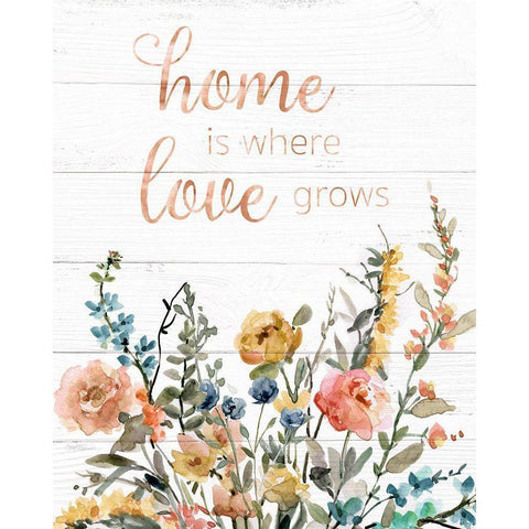 Home is Where Love Grows Gold Ornate Wood Framed Art Print with Double Matting by Robinson, Carol