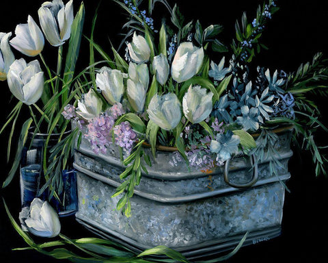 Wild Tulips Black Ornate Wood Framed Art Print with Double Matting by Brooks, Donna