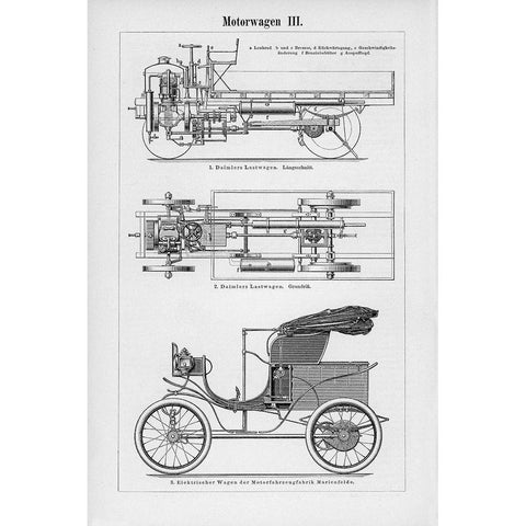 Industrial Motorcar Black Modern Wood Framed Art Print with Double Matting by CAD Designs
