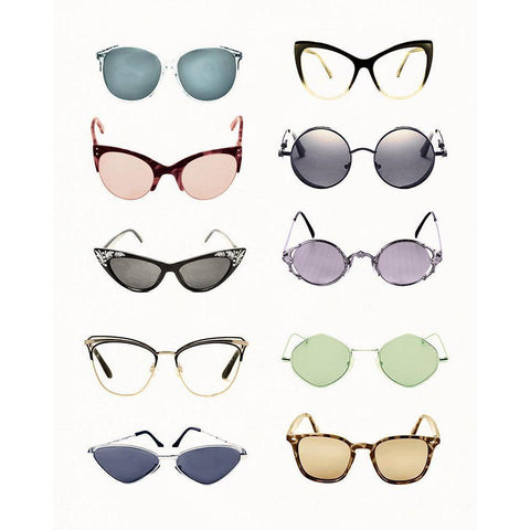 Vintage Glasses I White Modern Wood Framed Art Print by Designs, CAD