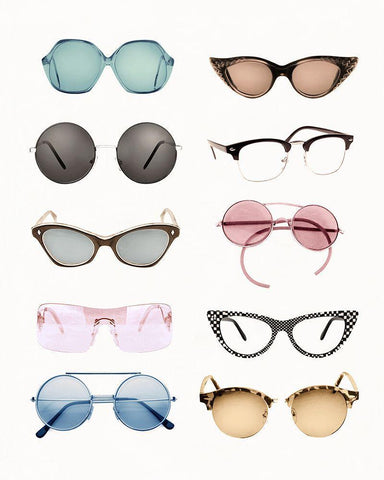 Vintage Glasses II White Modern Wood Framed Art Print with Double Matting by Designs, CAD