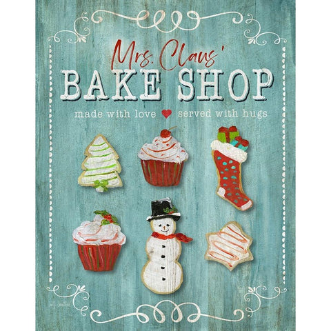 Mrs. Claus Bake Shop Gold Ornate Wood Framed Art Print with Double Matting by Swatland, Sally