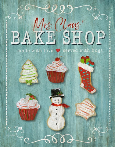 Mrs. Claus Bake Shop White Modern Wood Framed Art Print with Double Matting by Swatland, Sally