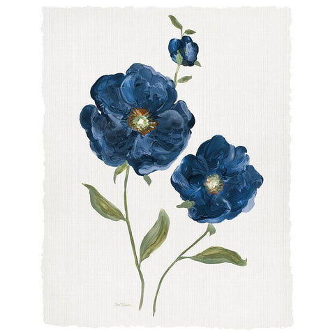 Blue Poppies White Modern Wood Framed Art Print by Robinson, Carol