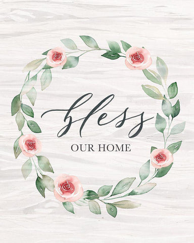 Bless Our Home Black Ornate Wood Framed Art Print with Double Matting by Brockmon, Kristen