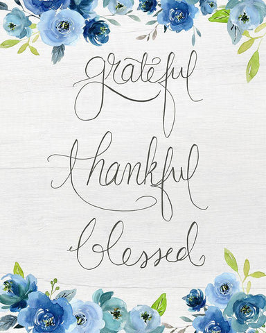 Grateful-Thankful-Blessed White Modern Wood Framed Art Print with Double Matting by Santiago, Daniela