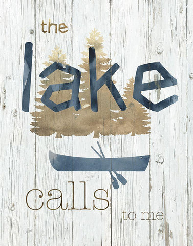 The Lake Calls to Me White Modern Wood Framed Art Print with Double Matting by Nan