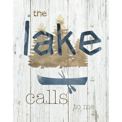 The Lake Calls to Me Black Modern Wood Framed Art Print with Double Matting by Nan