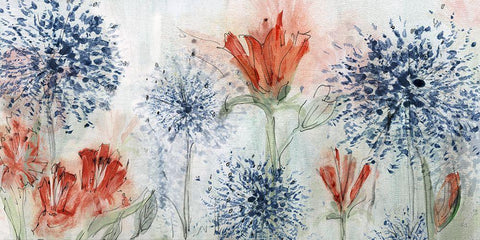 Tiger Lily Field White Modern Wood Framed Art Print with Double Matting by Jill, Susan