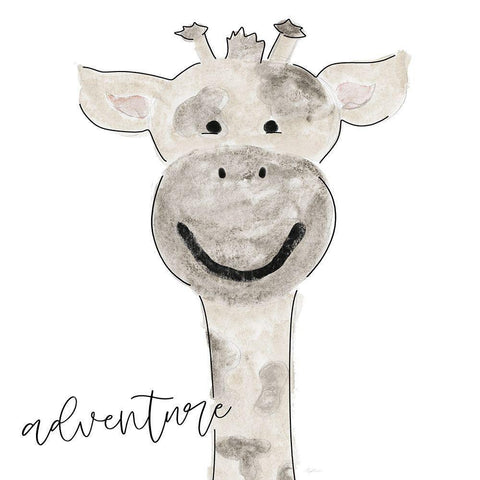 Adventure Giraffe Black Modern Wood Framed Art Print with Double Matting by Carpentieri, Natalie