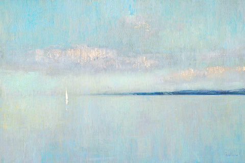 Sunrise Haze White Modern Wood Framed Art Print with Double Matting by Swatland, Katie