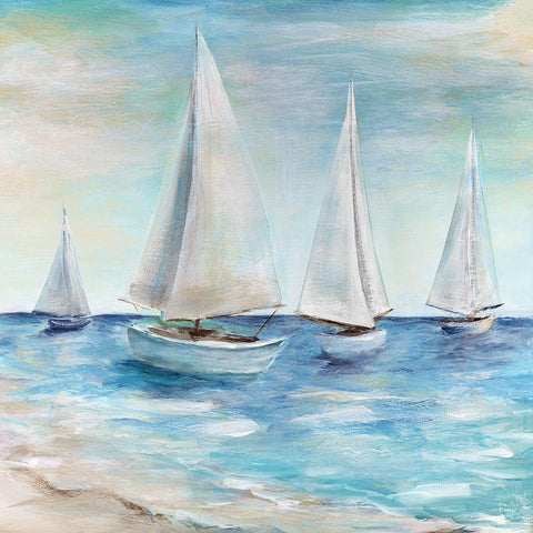 Shore Sailing Gold Ornate Wood Framed Art Print with Double Matting by Dunlap, Marilyn