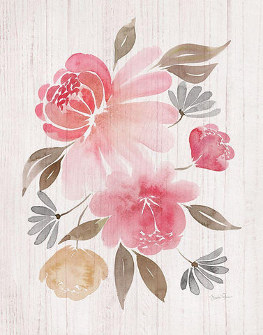 Loose Peonies II White Modern Wood Framed Art Print with Double Matting by Gunn, Kourtni