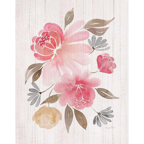 Loose Peonies II Black Modern Wood Framed Art Print by Gunn, Kourtni