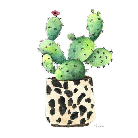 Spotted Cactus Black Modern Wood Framed Art Print with Double Matting by Tava Studios