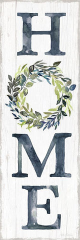 Blue Home Wreath White Modern Wood Framed Art Print with Double Matting by Brockmon, Kristen