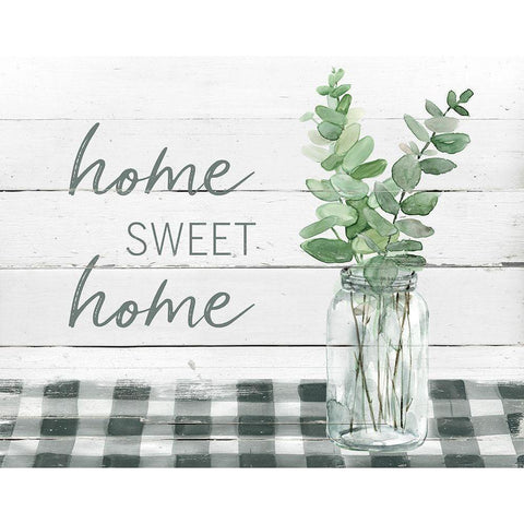 Eucalyptus Home Sweet Home White Modern Wood Framed Art Print by Robinson, Carol