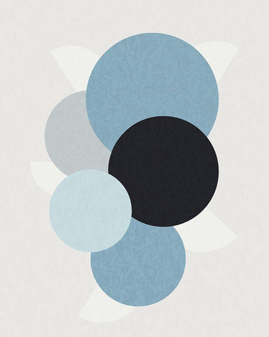 Shapely Blues II White Modern Wood Framed Art Print with Double Matting by Santiago, Daniela