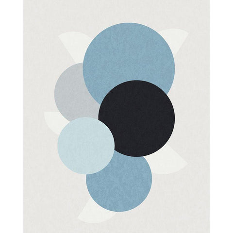 Shapely Blues II White Modern Wood Framed Art Print by Santiago, Daniela