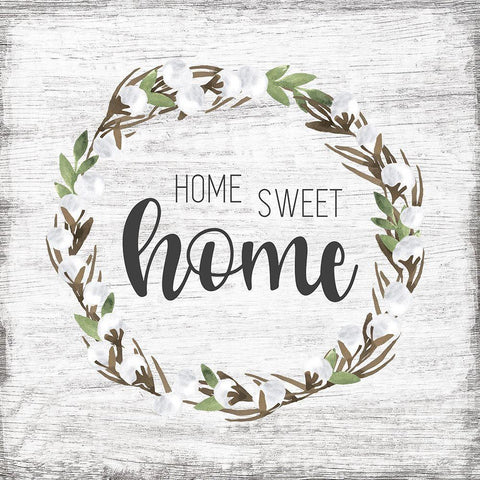 Cotton Wreath White Modern Wood Framed Art Print with Double Matting by Carpentieri, Natalie