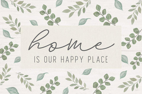 Home is our Happy Place White Modern Wood Framed Art Print with Double Matting by Carpentieri, Natalie