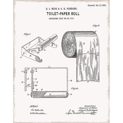 Toilet Paper Patent I Black Modern Wood Framed Art Print with Double Matting by Donovan, Kelly