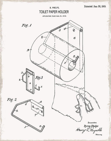 Toilet Paper Patent II Black Ornate Wood Framed Art Print with Double Matting by Donovan, Kelly