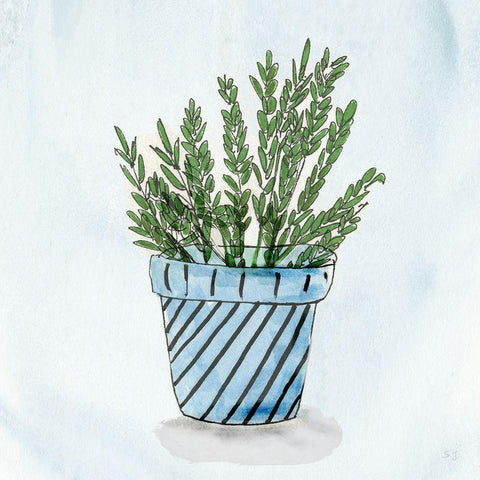 Pot of Herbs II Black Modern Wood Framed Art Print by Jill, Susan