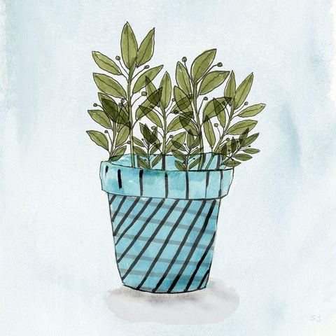 Pot of Herbs IV Black Modern Wood Framed Art Print by Jill, Susan