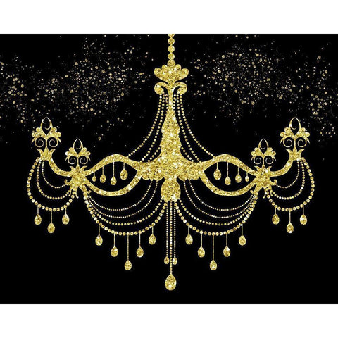 Golden Chandelier White Modern Wood Framed Art Print by Murray, Amanda