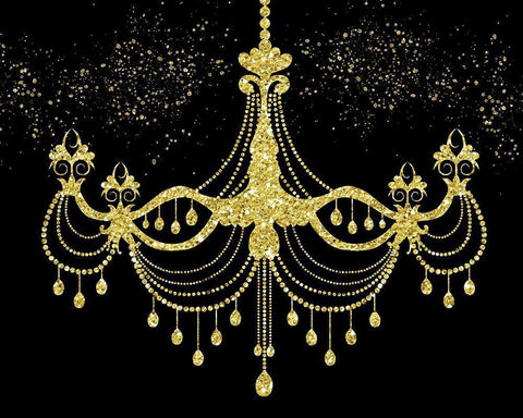 Golden Chandelier Black Ornate Wood Framed Art Print with Double Matting by Murray, Amanda