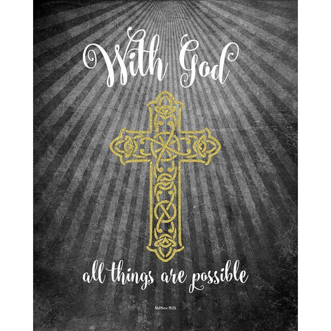 With God Gold White Modern Wood Framed Art Print by Murray, Amanda