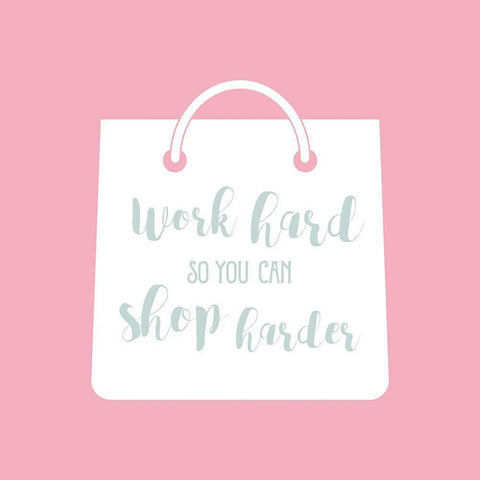 Shop Harder in Pink White Modern Wood Framed Art Print by Murray, Amanda