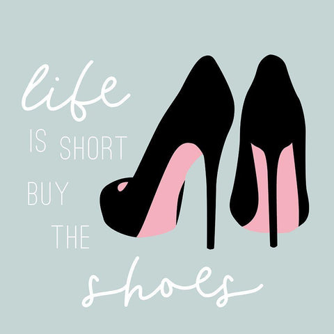 Buy the Shoes in Teal Black Modern Wood Framed Art Print with Double Matting by Carpentieri, Natalie