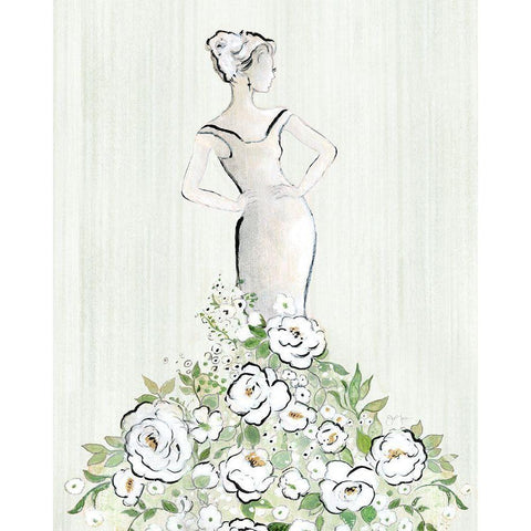 Fashion Floral Figurative Black Modern Wood Framed Art Print with Double Matting by Tava Studios