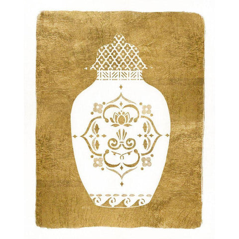 Golden Urn I Black Modern Wood Framed Art Print by Tava Studios